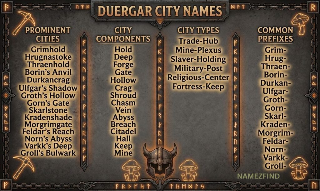 Duergar City Names