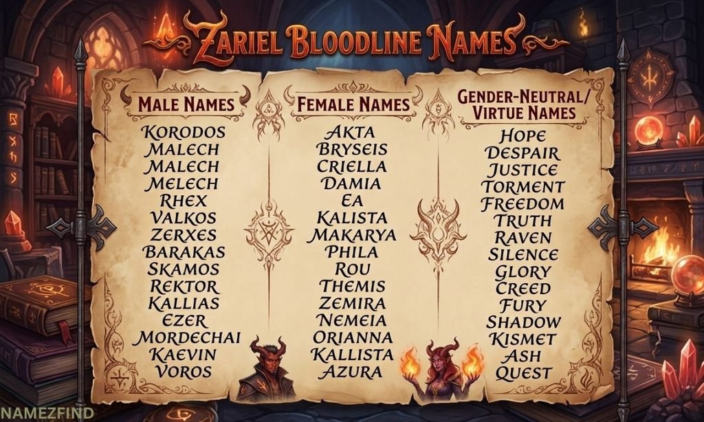 Zariel Tiefling Names
