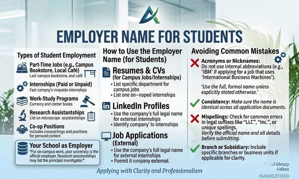 Employer Name for Student