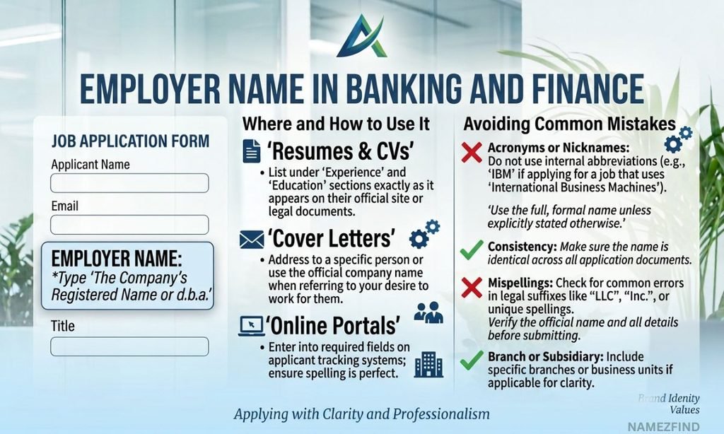 Employer Name in Banking and Finance