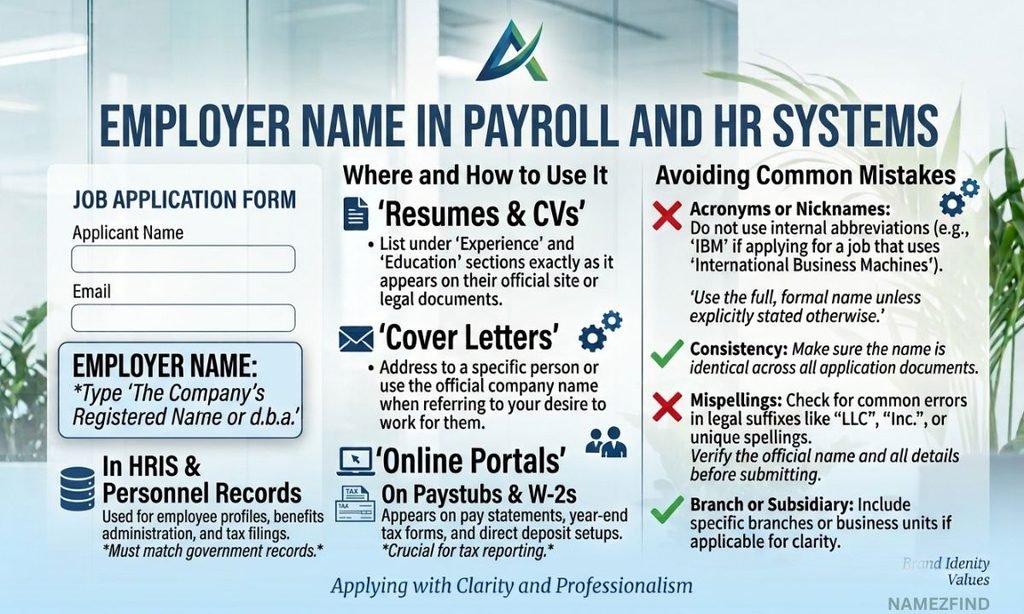 Employer Name in Payroll and HR Systems