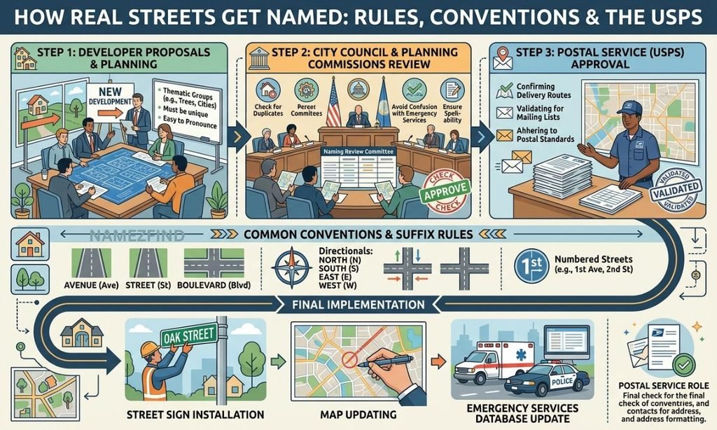 How Real Streets Get Named: Rules, Conventions & the USPS