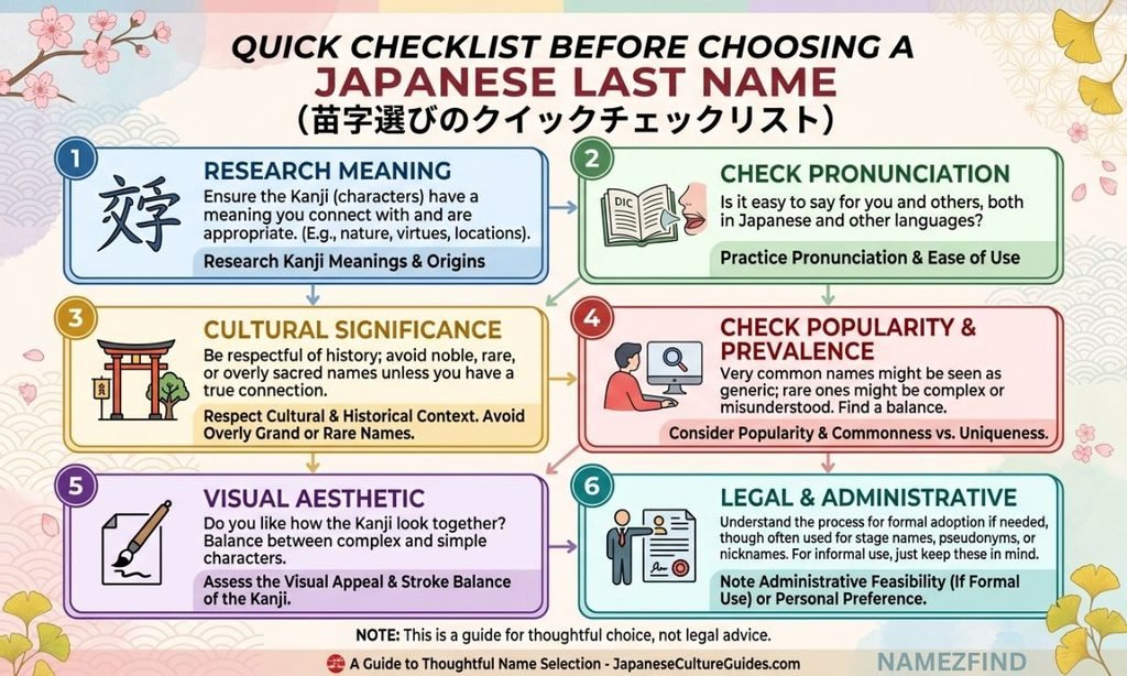 Quick Checklist Before Choosing a Japanese Last Name
