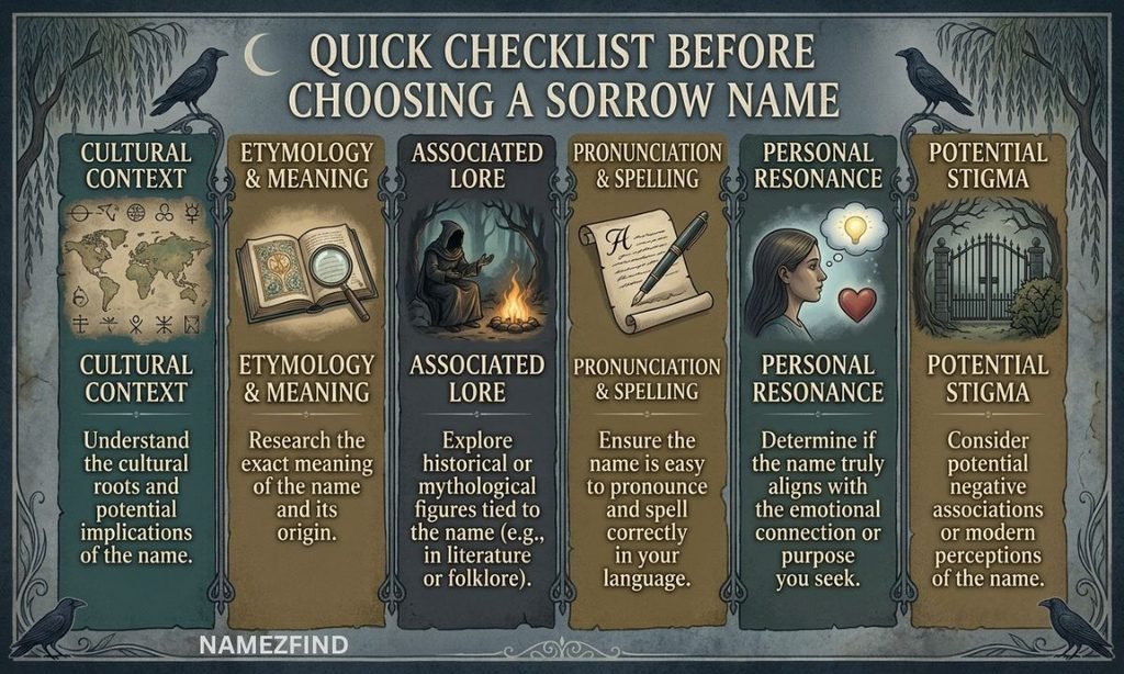 Quick Checklist Before Choosing a Sorrow Name