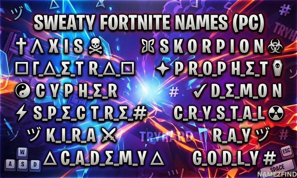 Sweaty Fortnite Names for PC